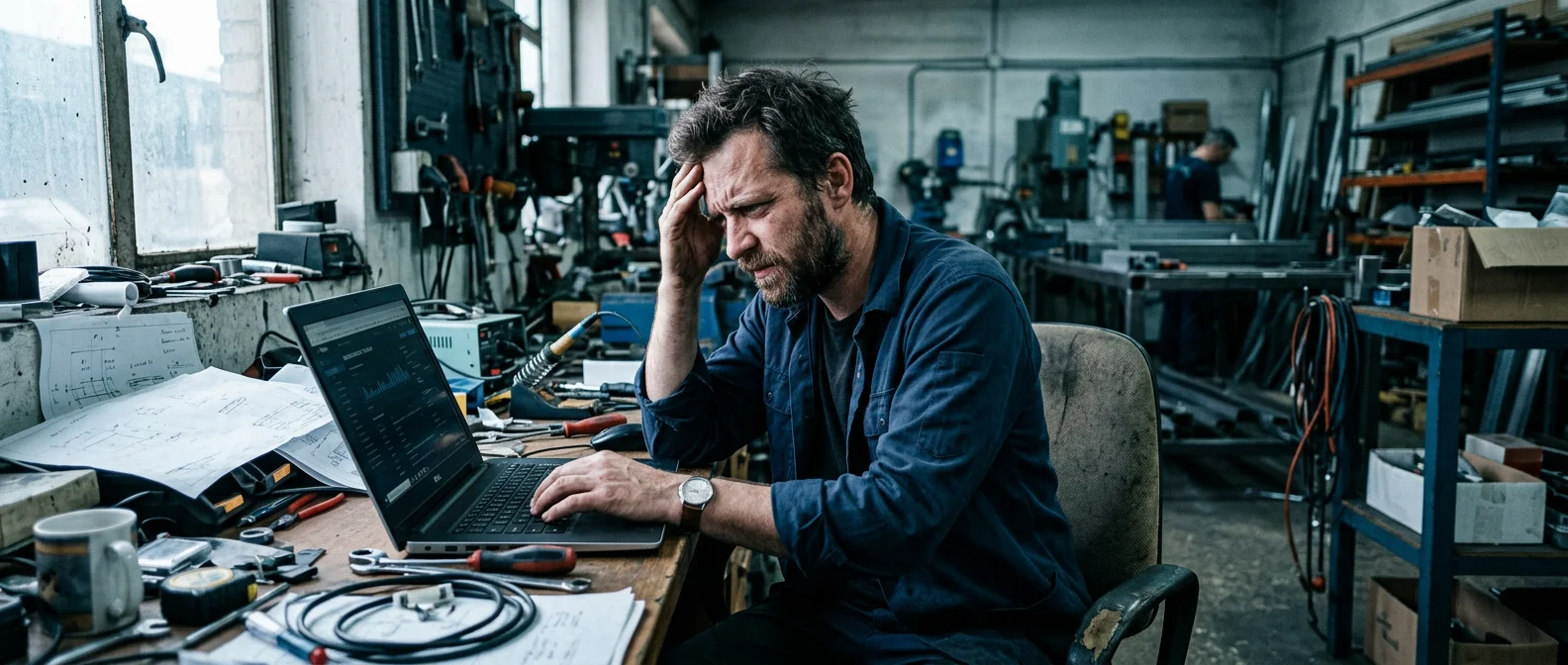 Herkenning — ondernemer zoekt zijn eigen bedrijf op in Google